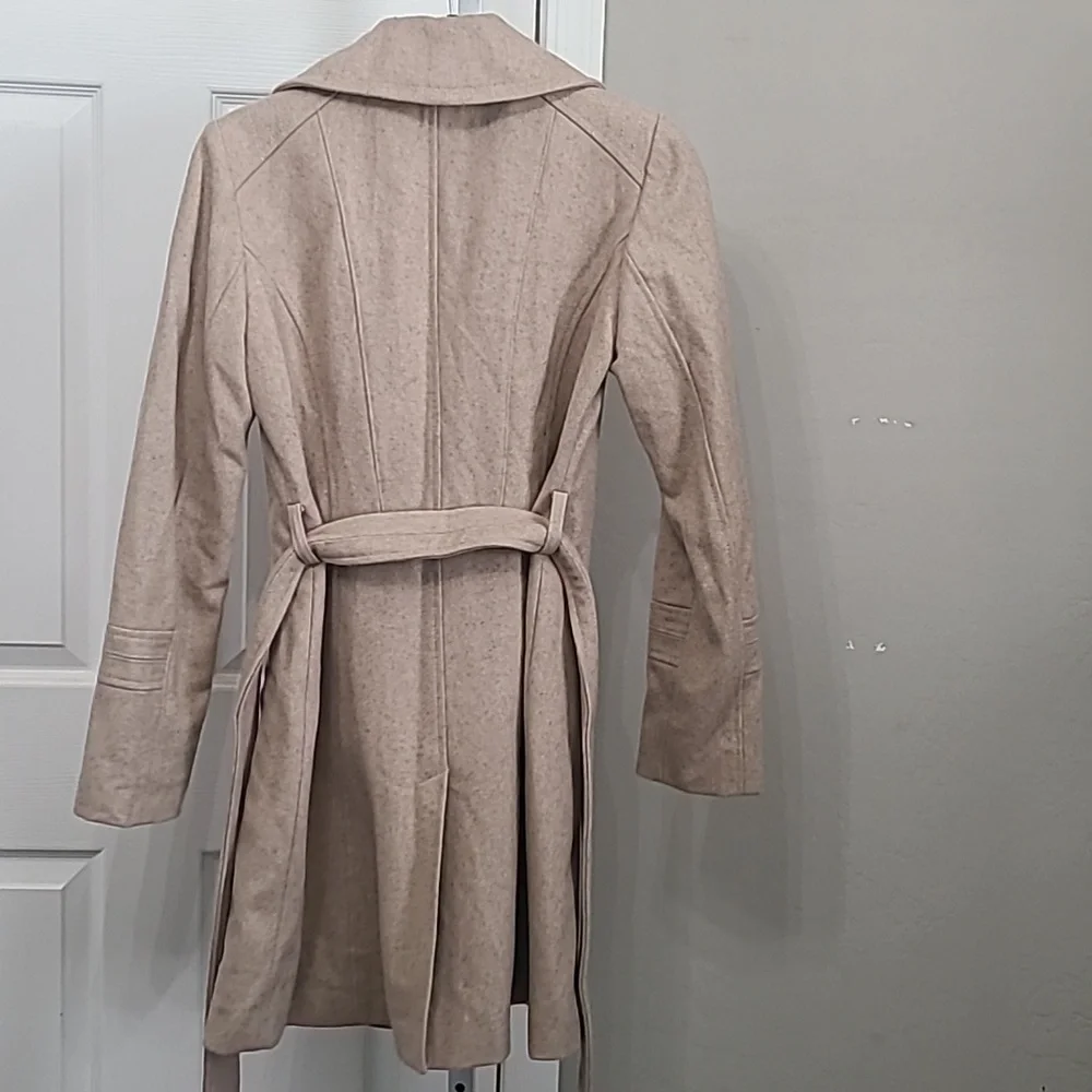 Michael Kors Women Coat XS Tan Gold‎ Buttons Wool Blend Pea Coat Blazer Jacket